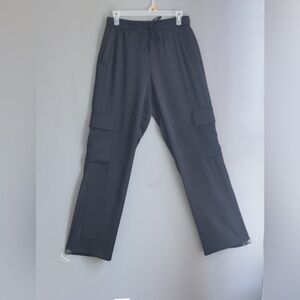 Zara Black Satin Effect Straight Leg Soft Cargo Pants Sz S Matrix Hiphop Utility